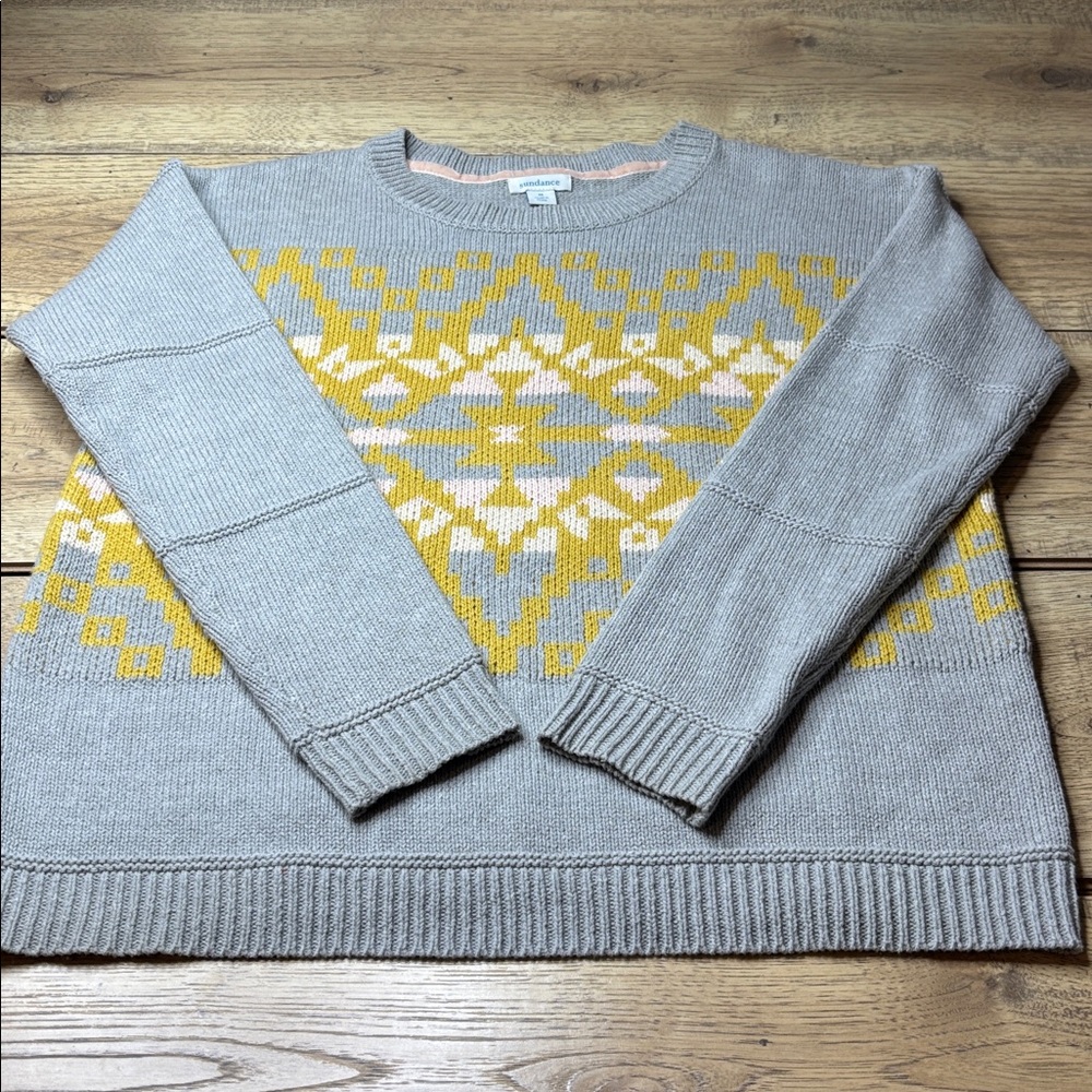 Women’s Sundance Summit Tribal Knit Crewneck Sweater Size Medium